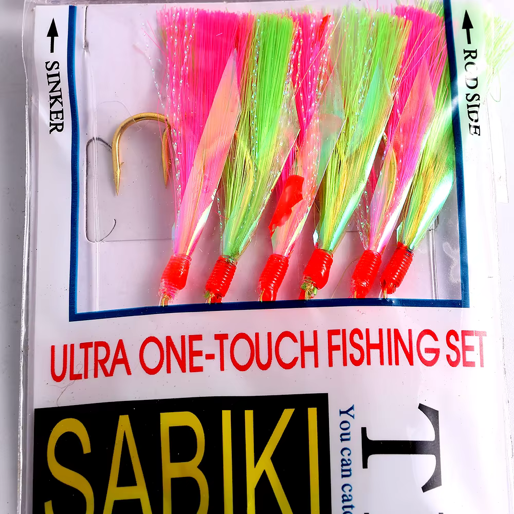 Sabiki Rig para lubina y corvina con anzuelos y faldón - imagen 3