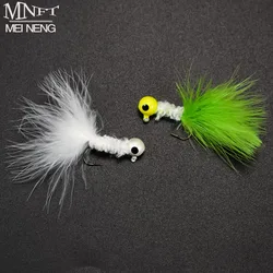 12 Uds cabeza de plomo Crappie Jig señuelo cebo duro anzuelo de pesca con pluma trucha lubina anzuelos de pesca con mosca de acero al carbono