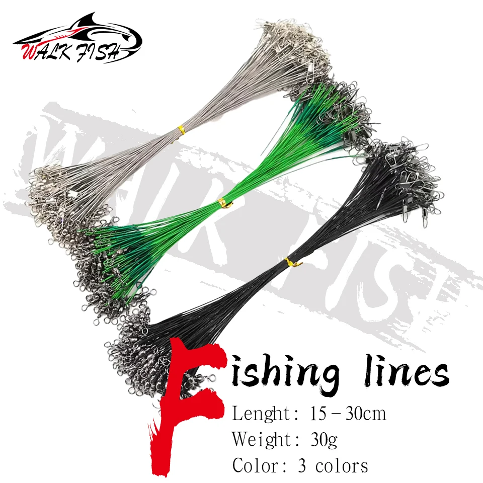 WALK FISH-sedal de pesca de acero antimordida, 20 piezas, 15-30cm, señuelo, alambre antimordida, líder, Pin giratorio, alambre de plomo de acero suave, accesorio para Lucio