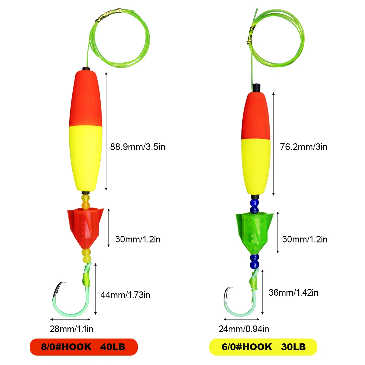 ZYZ aparejos de pesca de bagre con ganchos circulares luminosos, taladro de cobre Santee, indicador de campana de flotador de espuma de corcho, aparejos de flotación de pez gato, 1PC - imagen 5