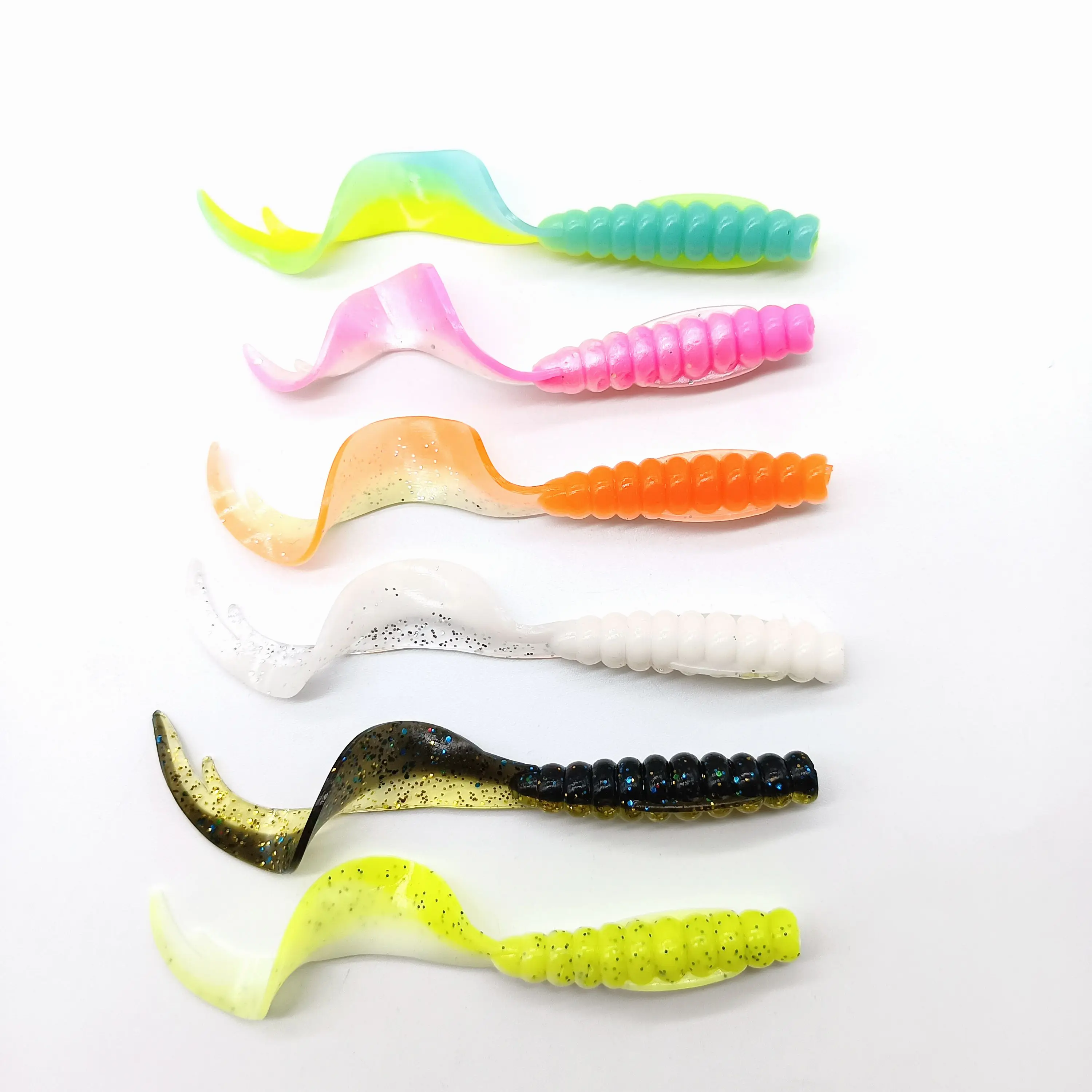 DUODUOYU 10 unids/lote señuelo de pesca de gusano suave 1,6g/55mm 3,8g/75mm Jig Wobblers cebos artificiales de silicona lubina carpa Swimbaits aparejos - imagen 4