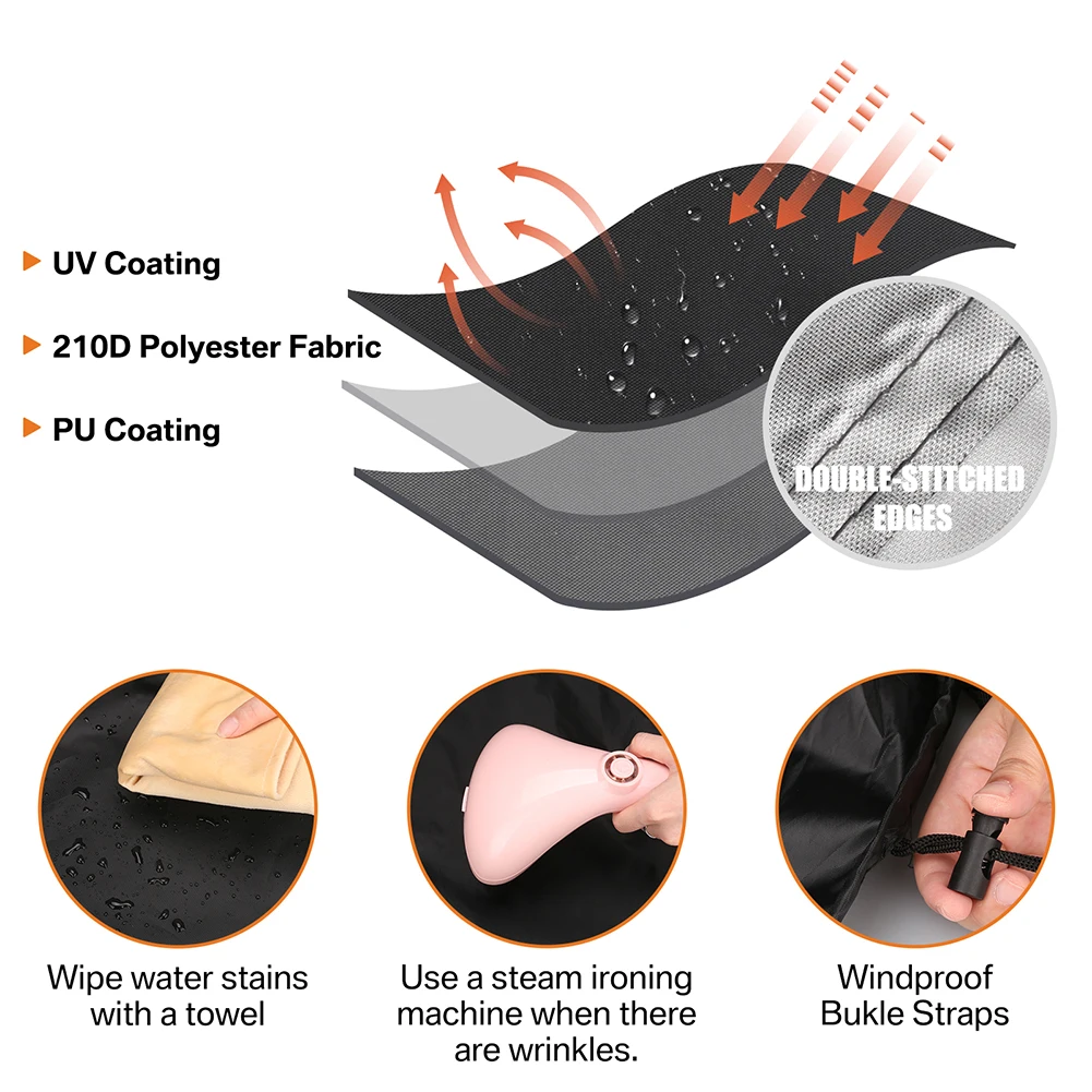 Cubierta de muebles de jardín con ventilación de aire, impermeable, a prueba de viento, Anti-UV, resistente, a prueba de roturas, 600D Oxford, paquete de cubierta de mesa de jardín de Patio - imagen 5