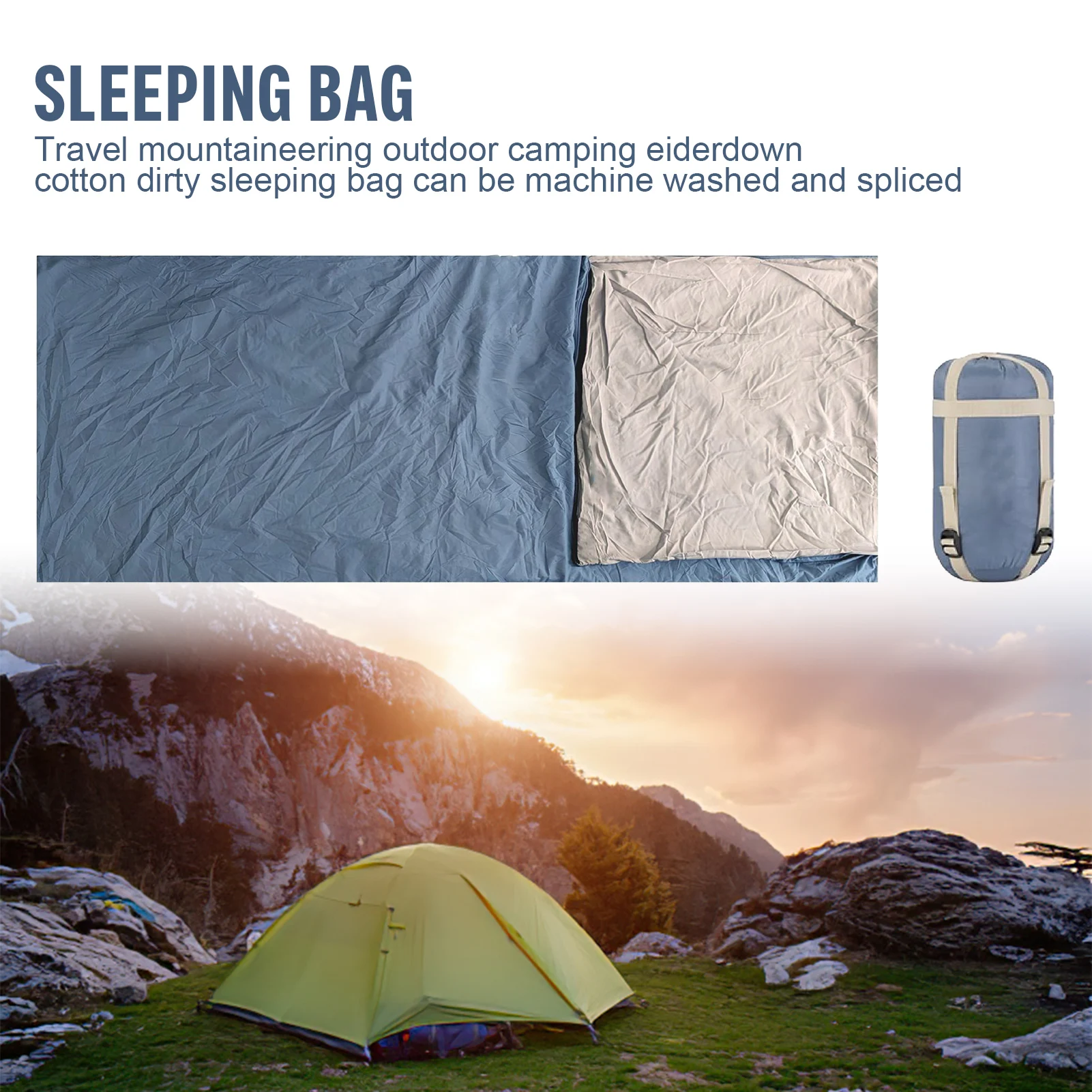 Saco de dormir individual para acampar para adultos, saco de dormir de algodón cálido a prueba de viento, saco de dormir ultraligero portátil, herramientas de Camping - imagen 5