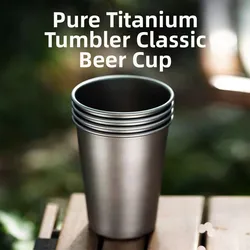 Taza para beber al aire libre de aleación de titanio, taza de cerveza con textura esmerilada plateada duradera, diseño resistente a caídas, tazas para uso en senderismo y acampada, 9x11cm