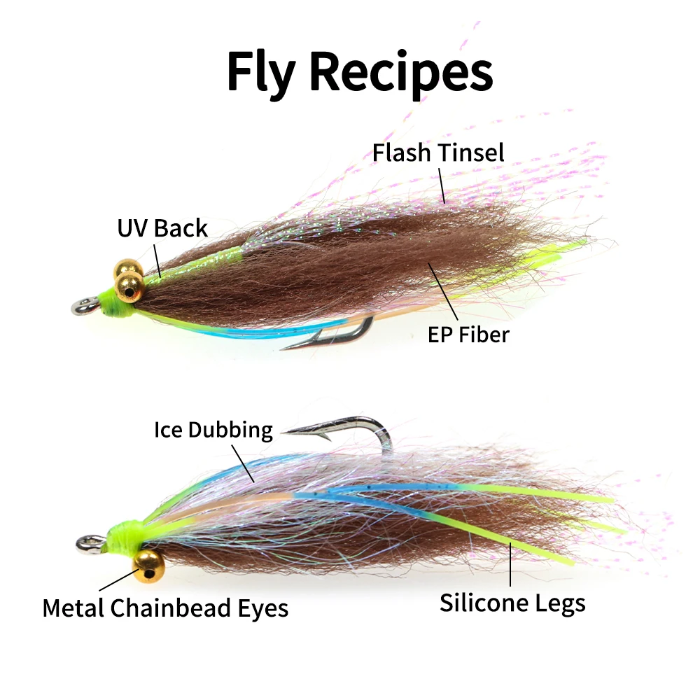 Elllv-señuelo de pesca para agua salada, cebo Crazy Charlie Legs, pez rojo, mosca, rosa, azul, morado, marrón, rojo, amarillo, blanco, 5 unidades, #4 ~ 2/0 - imagen 5