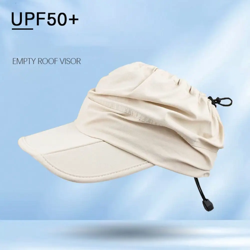 Sombrero de copa vacío a prueba de sol de poliéster, protección UV ajustable, sombrero de secado rápido para exteriores, gorra deportiva plegable de Color sólido para hombre - imagen 3