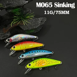 Señuelo de pececillo que se hunde, 11g, 75mm, tiro largo japonés, cebo duro Artificial, Wobbler de plástico, Jerkbait, Pesca, trucha, lubina, equipo de señuelo