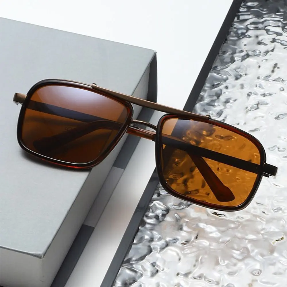 Gafas de sol retro rectangulares – Doble puente con marco metálico - imagen 3