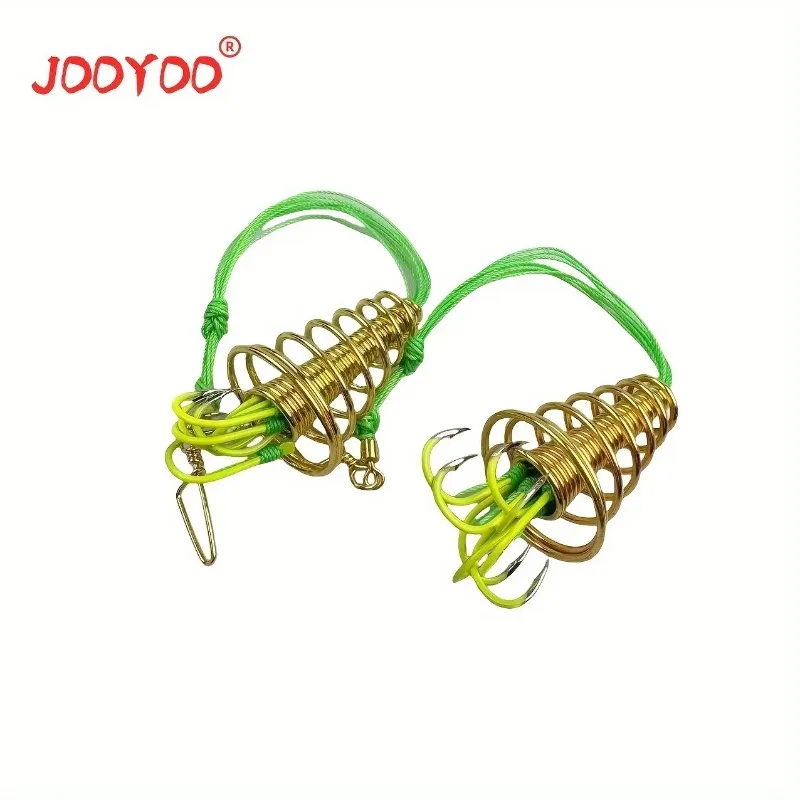 Juego de anzuelos de pesca explosivos con resorte, jaula de cebo con resorte giratorio de alta velocidad, acero al carbono, Universal para todos los pescadores, 4 Uds.