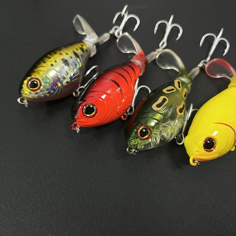 Señuelo de Pesca Popper Topwater pintado con rayos UV, cebo de plástico duro para Lucio, cola giratoria Isca Artificial, Pesca 9066 - imagen 2