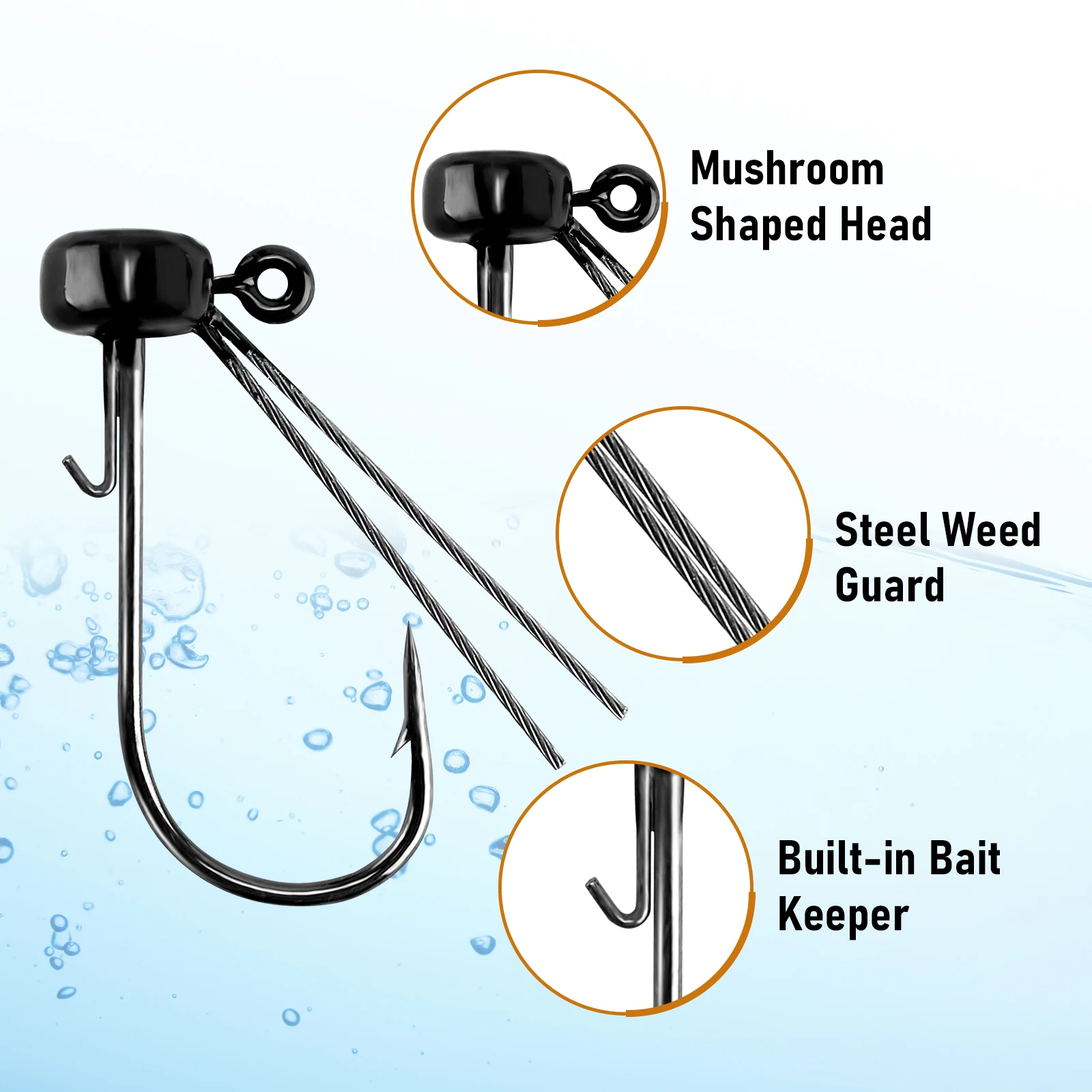 5 uds Ned Rig anzuelo con cabeza de anzuelo, cabezas de plantilla de setas sin malezas, anzuelos de pesca de lubina para señuelos blandos, Swimbaits, gusanos de agua dulce 3,5g-6,5g - imagen 4