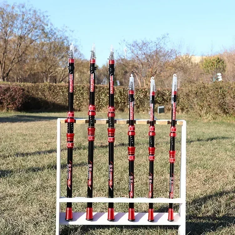 Caña de pescar portátil, asiento de rueda móvil de 2,1-4,5 M, caña de pescar telescópica de fibra de carbono resistente para viaje, barco de mar, caña de pescar en roca - imagen 5