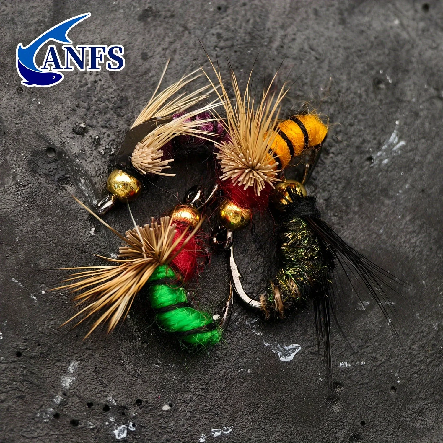 ANFS-Juego de caja de moscas para pesca con mosca, cebo de pesca de insectos artificiales, trucha, grilismo, panfish, señuelos de carpa, 4 Uds. - imagen 5