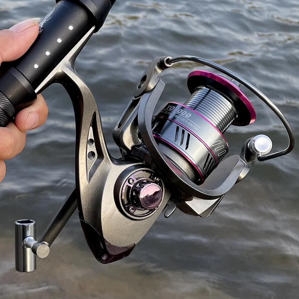 Carrete de Metal carrete de pesca giratorio serie 1000-7000 sistema de arrastre de rueda de pesca 10kg aparejos de pesca pesca de agua dulce y salada - imagen 5