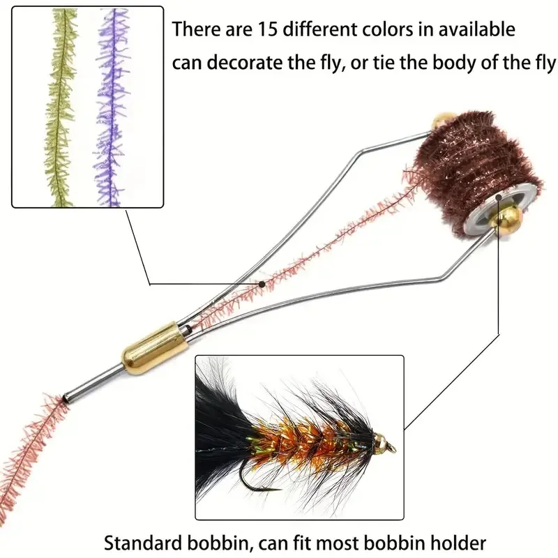 Aventik-opel de pesca con mosca, hilo de chenilla, Flash de cristal brillante, 4,5 m, para serpentinas de ninfas, señuelos de trucha y salmón, atado de moscas DIY - imagen 3