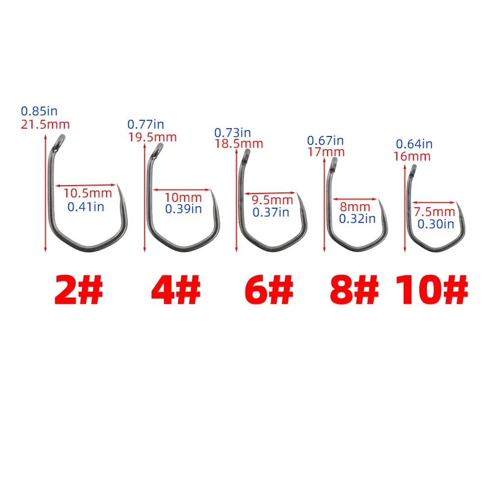 Hirisi 50 Uds. Anzuelo de pescado sin púas de acero inoxidable con revestimiento de PTFE con ojo 8020 accesorios de pesca - imagen 4
