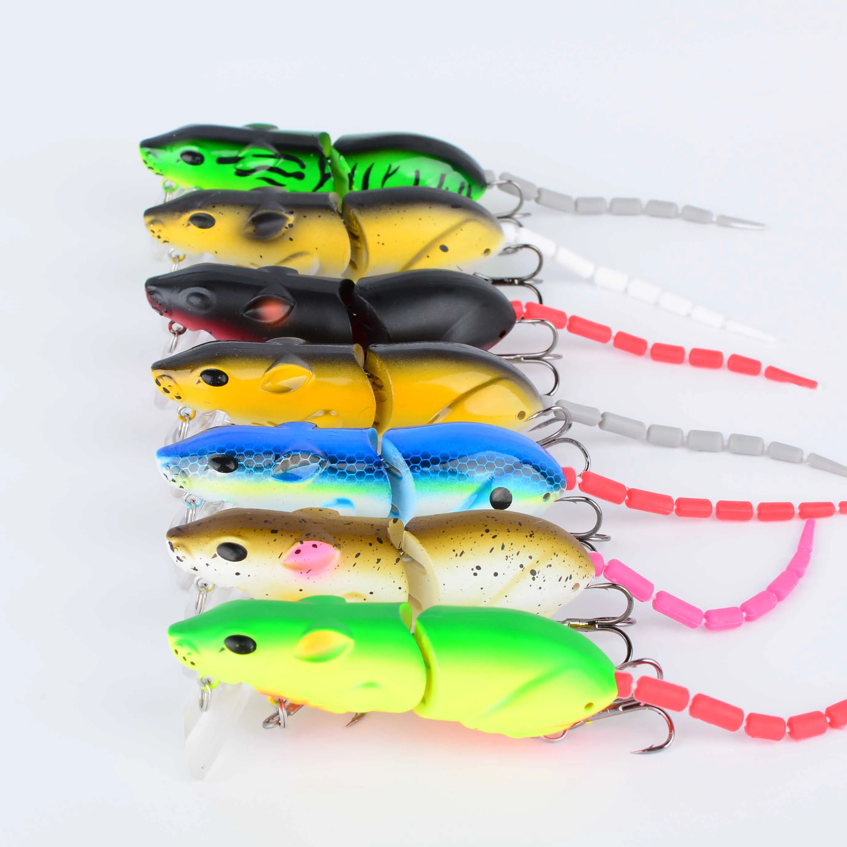 Señuelo de ratón de plástico Artificial, 7 Uds., señuelo de pesca Swimbait, rata, Lucio, lubina, pececillo, cebos flotantes, aparejos de pesca - imagen 4