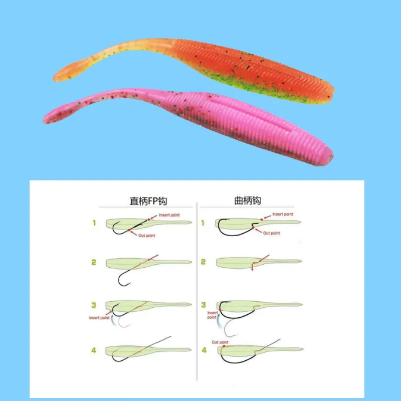 SWOLFY-señuelo de pesca con forma de gusano, cebo blando de 75mm/95mm/115mm, con cola recta de sal, 5 piezas - imagen 3