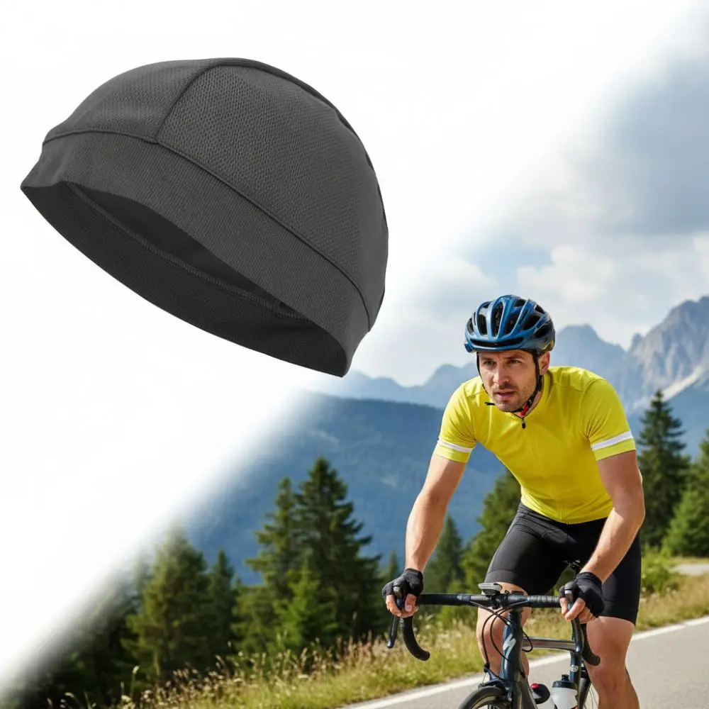 2 uds tela de malla debajo del casco forro gorra transpirable absorbente ciclismo forro de casco a prueba de viento de secado rápido ciclismo, correr, montar - imagen 2