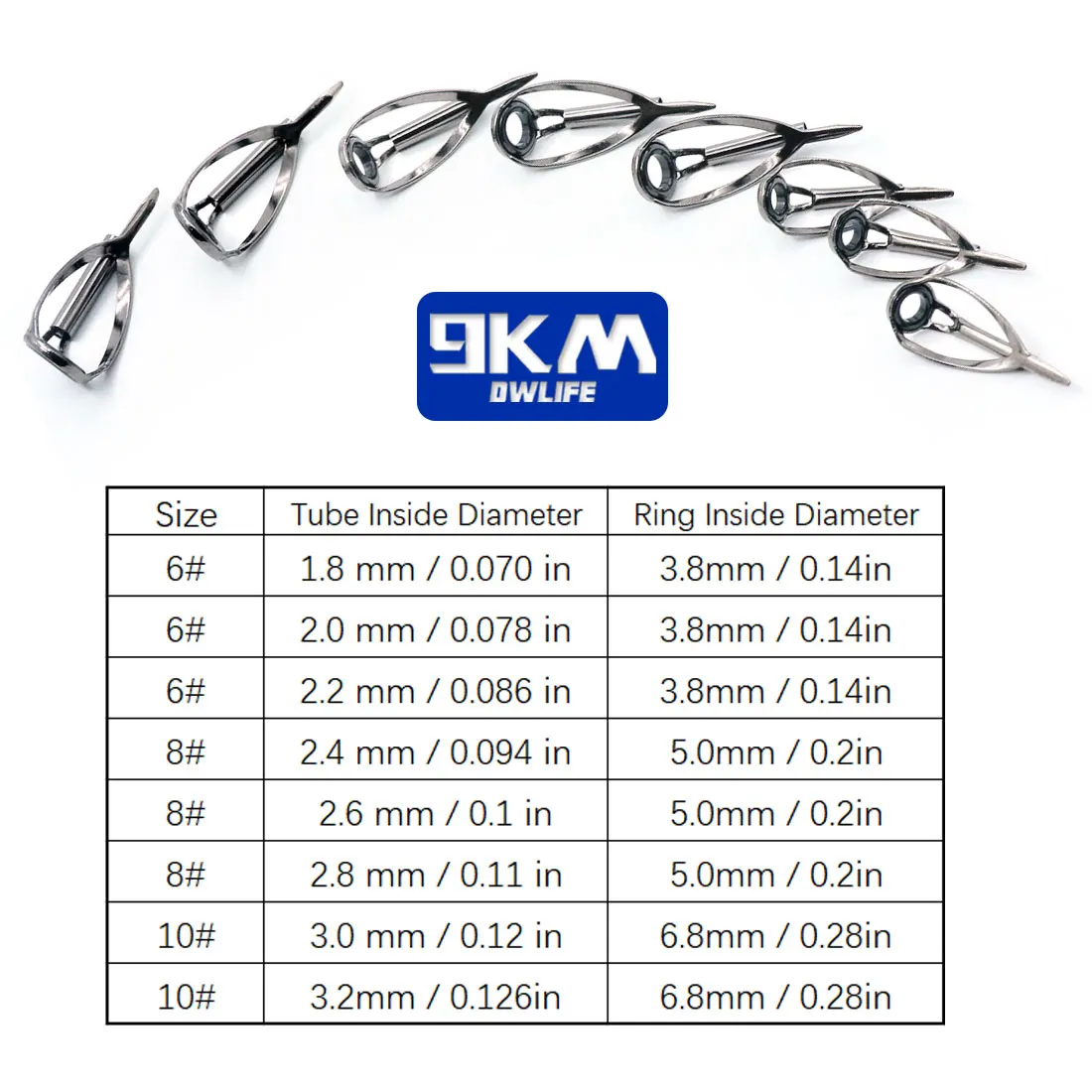 Kit de reparación de punta de caña de pescar, 3 uds., 1,8 ~ 3,2mm, construcción de caña de pescar Gunsmoke, anillo de cerámica de acero inoxidable, guía de caña de pescar giratoria - imagen 2