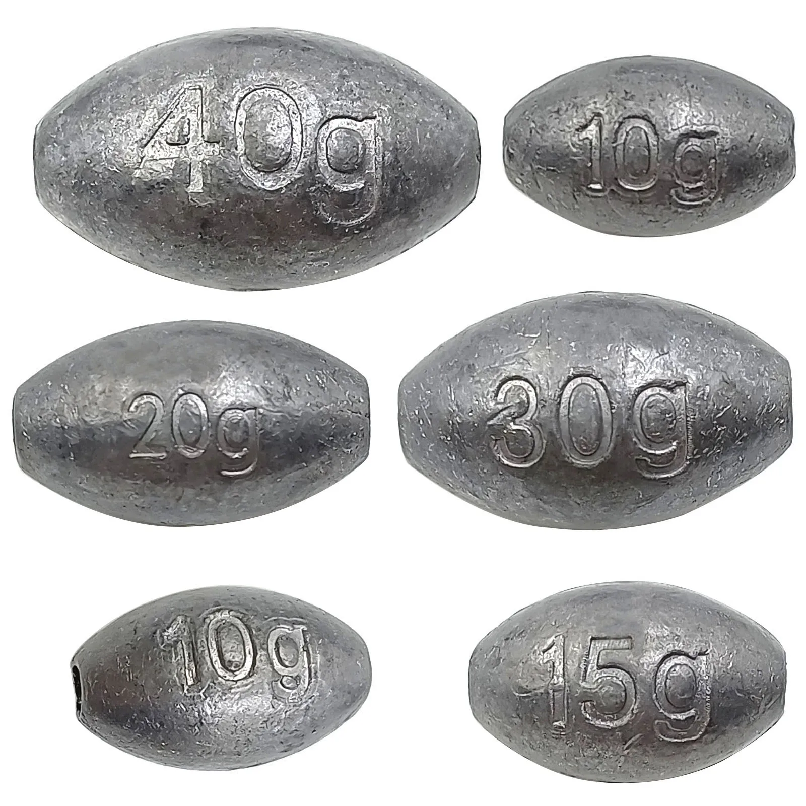 Pesas de huevo para pesca de agua dulce, plomos de gusano de plomo, ovalados, antideslizantes, aparejo de pesca de lubina de Texas, agua dulce, 10g a 40g