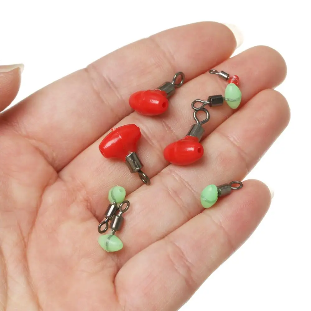 10 unids/bolsa de línea cruzada giratoria y cuentas en forma de T, conector de aparejo deslizante de polea, aparejo Terminal de pesca de agua salada verde luminoso - imagen 5