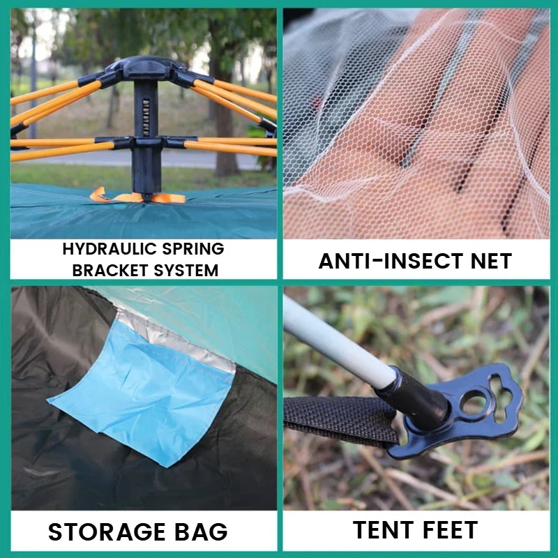 Goture-tienda de campaña plegable portátil para 3-4 personas, impermeable, automática, para exteriores, 210x200x135cm - imagen 5