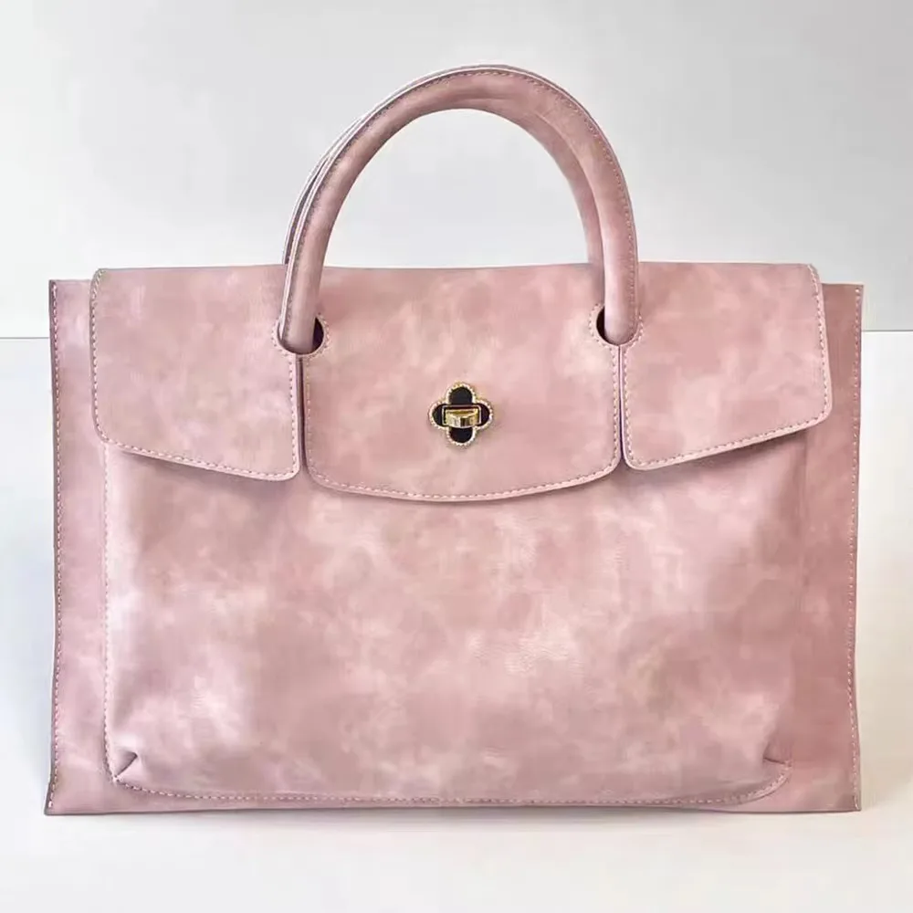 Bolso para ordenador portátil Ins Pink para mujer, bolso de mano de diseño lujoso de cuero Pu, resistente al agua, de gran capacidad para Macbook Pro Air Huawei Lenovo - imagen 3