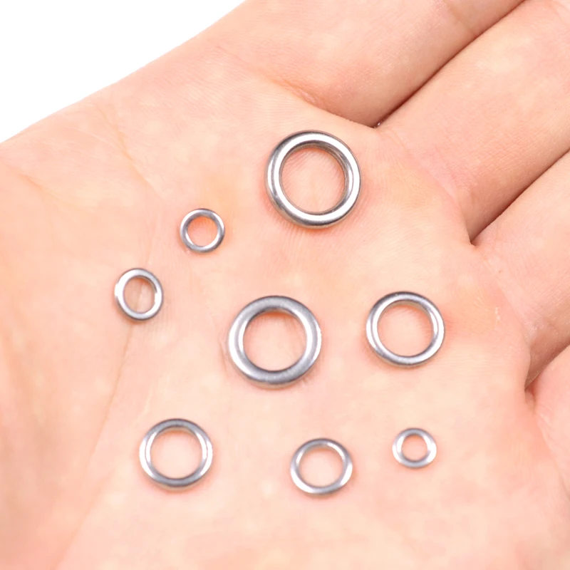Wifreo-Anillo de pesca pulido de 100 unids/bolsa, anillo de acero inoxidable, accesorios de pesca, señuelo resistente, anillo de Jigging - imagen 5