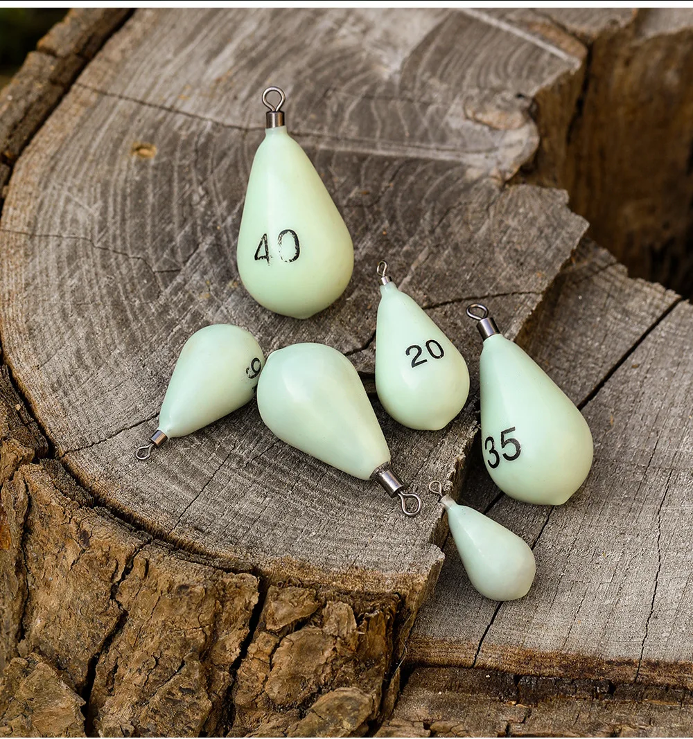 30g 60g 75g 112g 131g 150g plomo luminoso gotas de agua pesas de plomo con pesca giratoria accesorios de pesca de mar - imagen 5