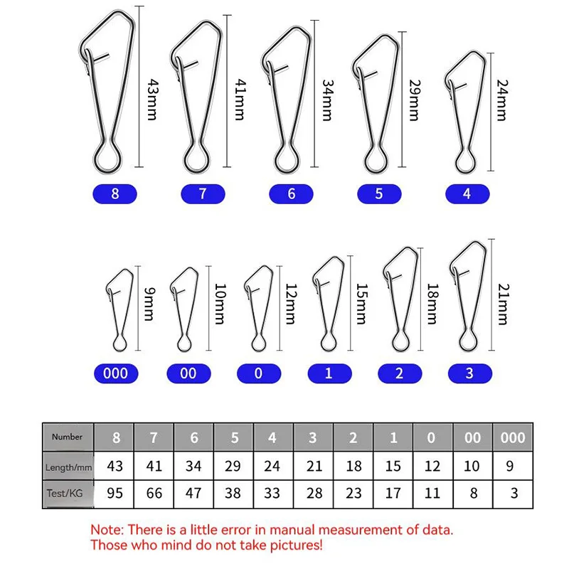 50 Uds. De broches giratorios de pesca de acero inoxidable, broches enganchados, conector de línea de anzuelo de pesca, broches giratorios de seguridad para océano y mar - imagen 5