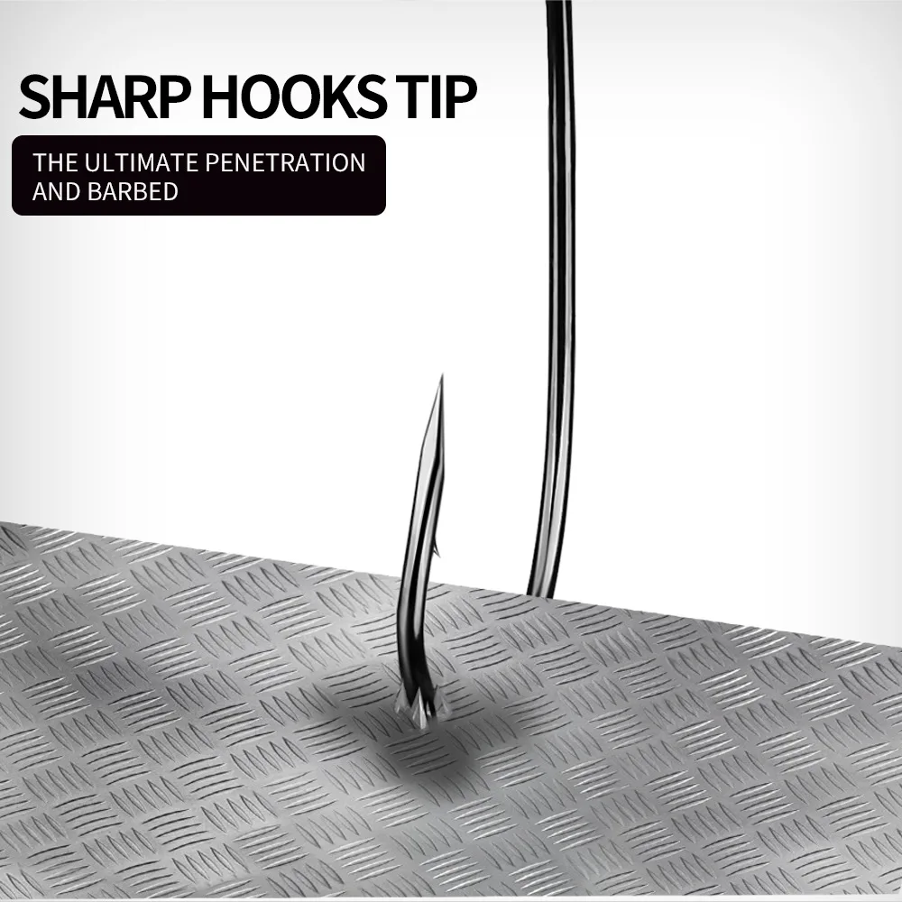 Anzuelo con cabeza de anzuelo afilada para pesca, cebo blando, anzuelos triangulares de gusano, fondo antiperforación, anzuelo fuerte, 5 uds. - imagen 4