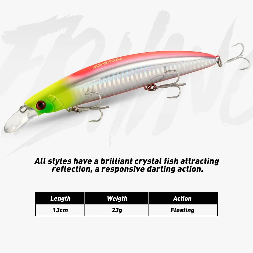 Jerkbait flotante de fundición larga, 130mm, 23g, señuelo de pesca con anzuelos de calidad, pececillo Wobbler para lubina, perca, carpa, Lucio - imagen 4