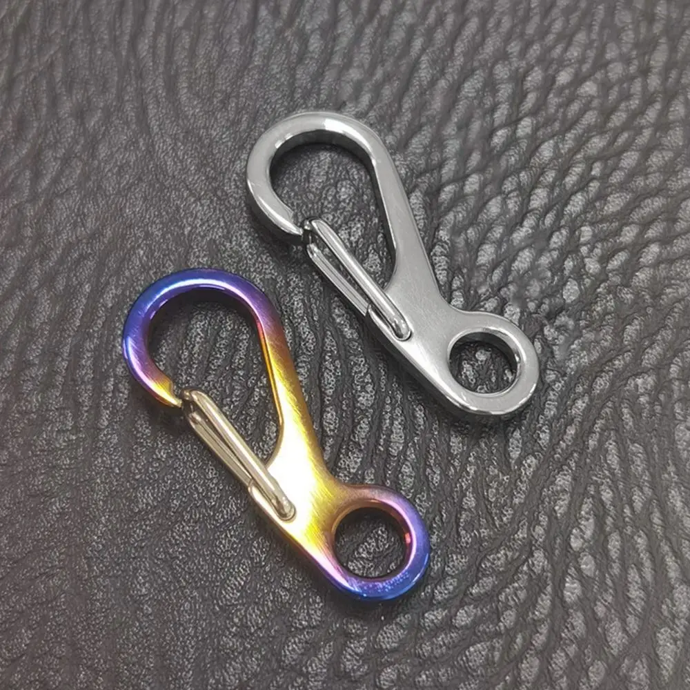 Hebilla de gancho para exteriores, herramientas de viaje de seguridad, MIni llavero de anillo en D de aleación de titanio, mosquetón en D, llavero de Camping, Clips de resorte - imagen 5