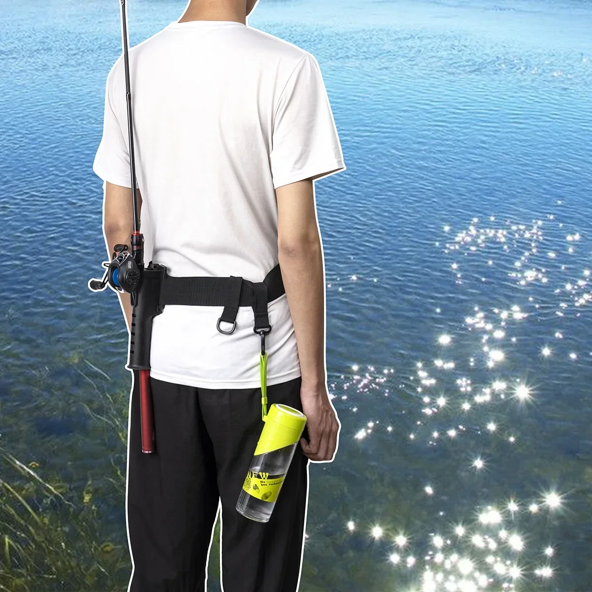 Cinturón de soporte de vientre para caña de pescar, soporte de poste de pie, cinturón de cintura ajustable para pesca - imagen 4