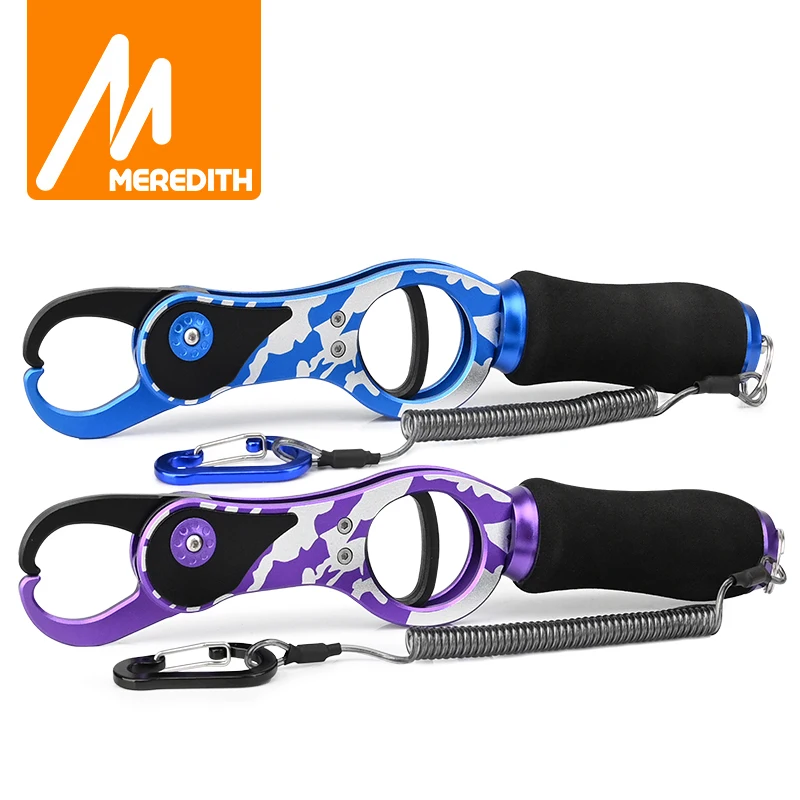 Pinza de pesca MEREDITH: herramienta de aterrizaje de aluminio con cordón, peso máximo de 40 lb, mango ergonómico para agua salada/agua dulce