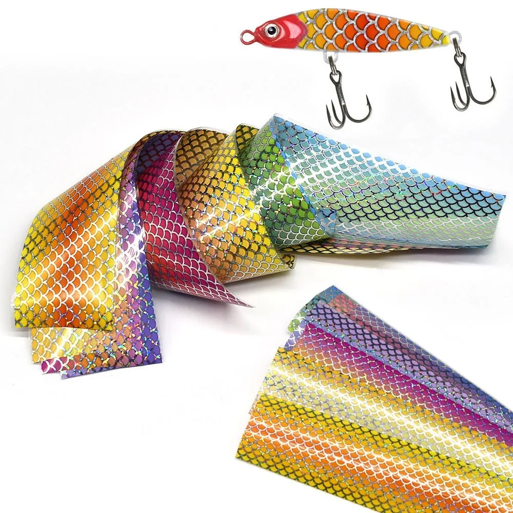 10 Uds moscas señuelo de pesca cinta Flash Artificial duradero cambio de Color pegatina 4*20,5 cm película adhesiva holográfica - imagen 3