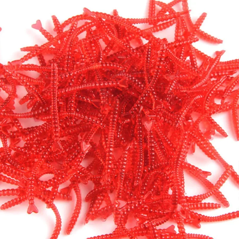 200 Uds gusanos rojos cebo suave camarón olor silicona señuelo Artificial pescado realista lombriz carpa lubina Pesca aparejos de Pesca - imagen 3