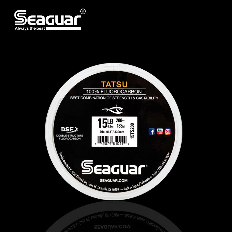 SEAGUAR-Hilo de pescar TATSU Original, líneas de pesca de nivel competitivo, 4LB-25LB, 100% fluorocarbono DSF, 200Y/183M - imagen 3