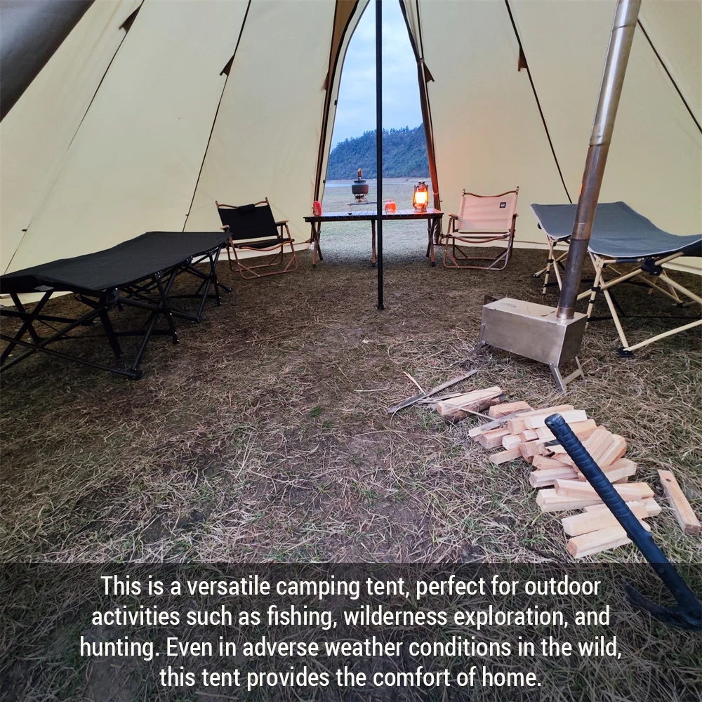 Tienda caliente Tipi para 5-8 personas con estufa Jack Camping Pyramid Teepee tienda para acampar mochilero senderismo - imagen 5