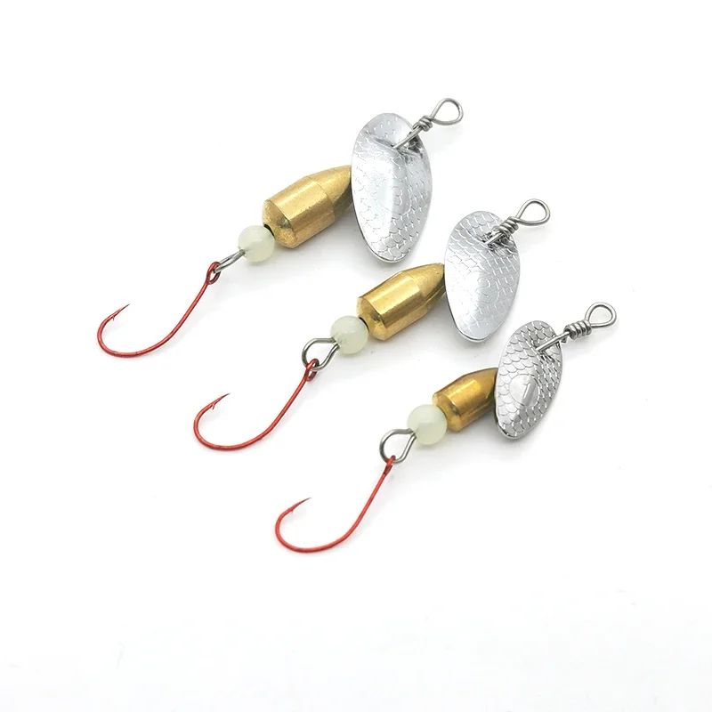 Cuchara giratoria, cebo de Metal, Micro señuelo de pesca con lentejuelas pequeñas, cebos de tiro largo de cobre para lubina, trucha, perca, Lucio giratorio, 1 Uds. - imagen 2