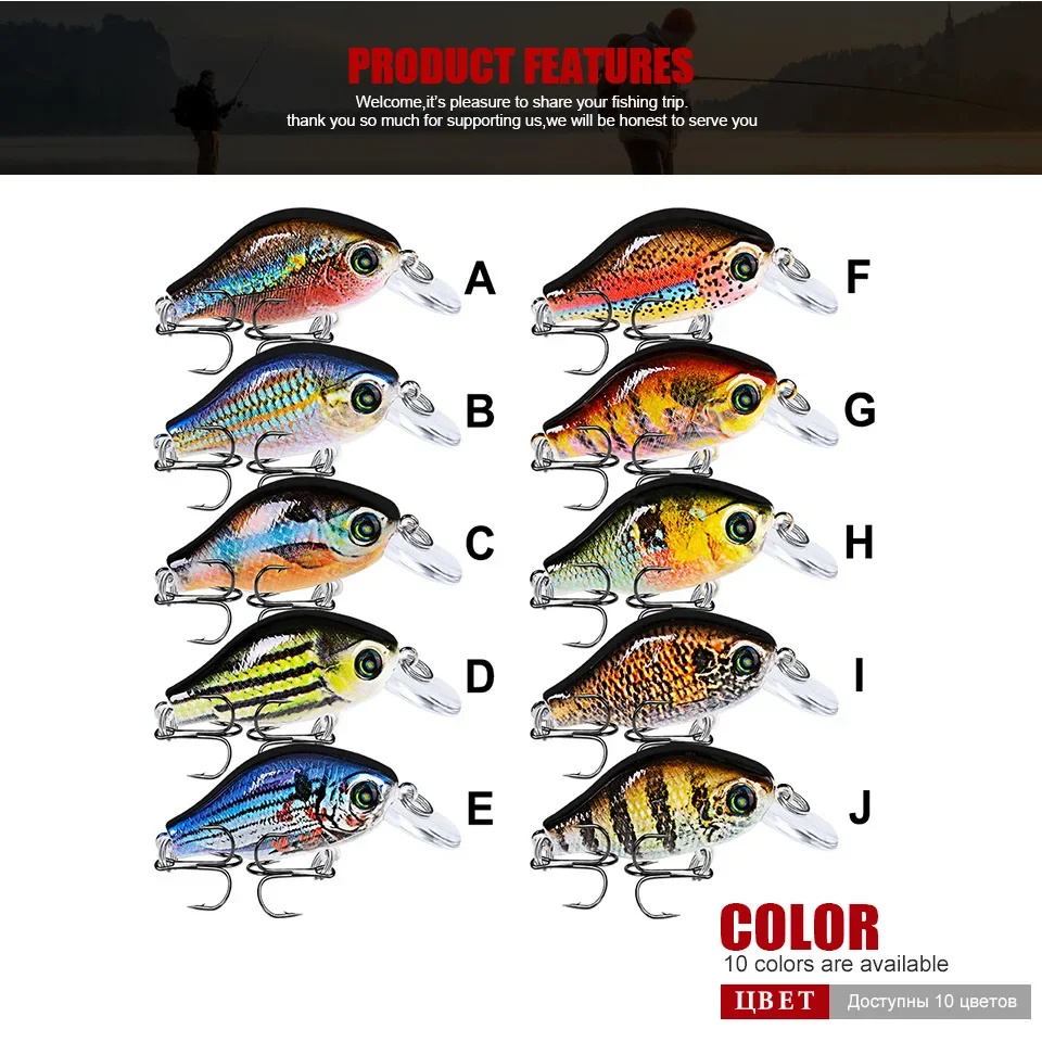 Señuelos de Pesca de pececillos, anzuelos triples flotantes, Swimbait Artificial, aparejos de pesca Crankbait, 1 piezas, 5,2 cm/8,5g - imagen 4