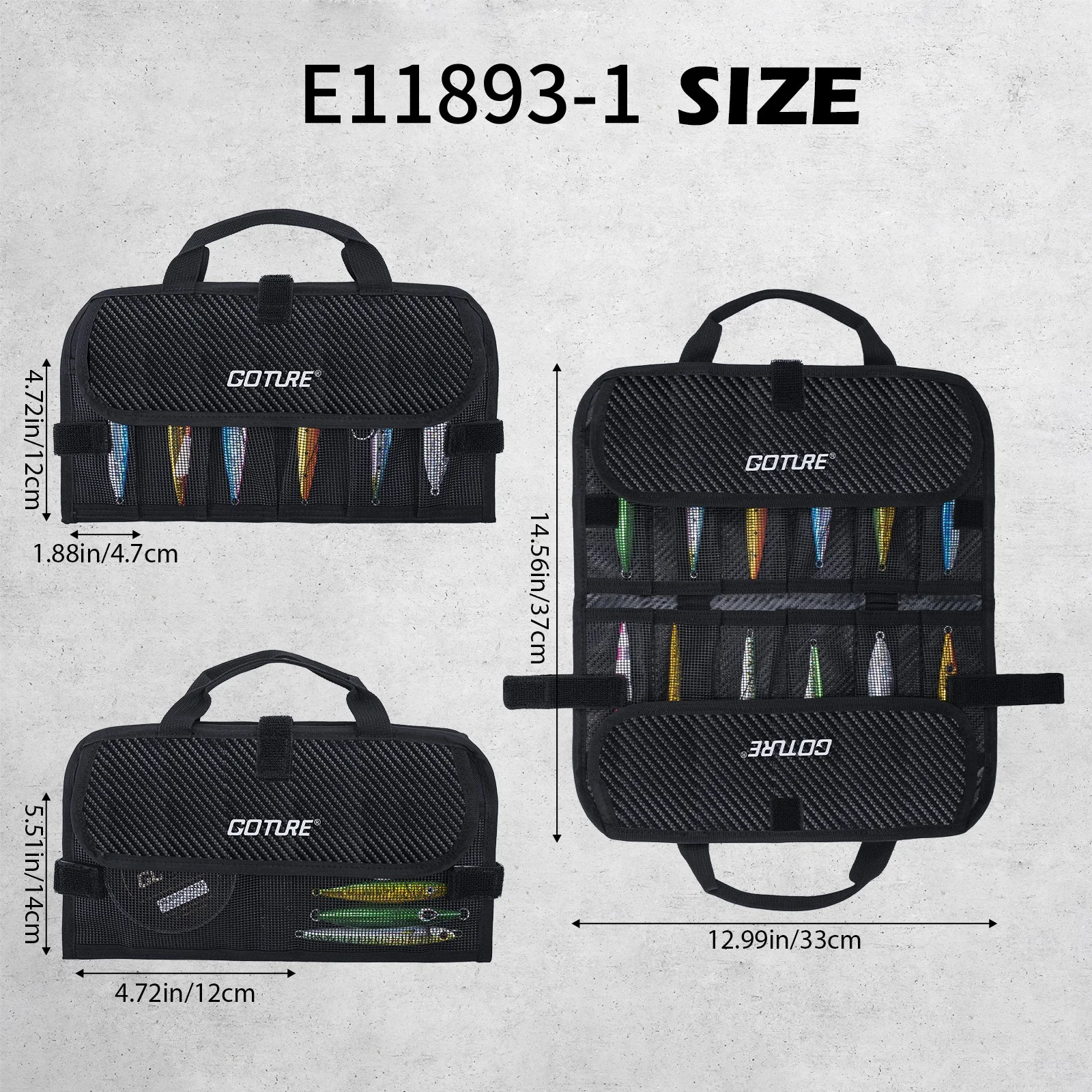 Goture-bolsa de almacenamiento de Señuelos de Pesca Jigging, portátil, impermeable, de gran capacidad, 600 DPU, color negro, bolsa de aparejos de pesca - imagen 4