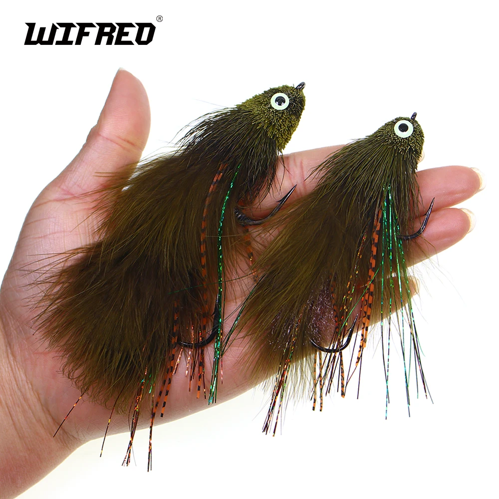 Wifreo, 2 uds., pesca con mosca, serpentinas de pelo de ciervo, juego grande articulado, cebo de pesca, señuelo para lubina, trucha grande, Lucio, Steelhead