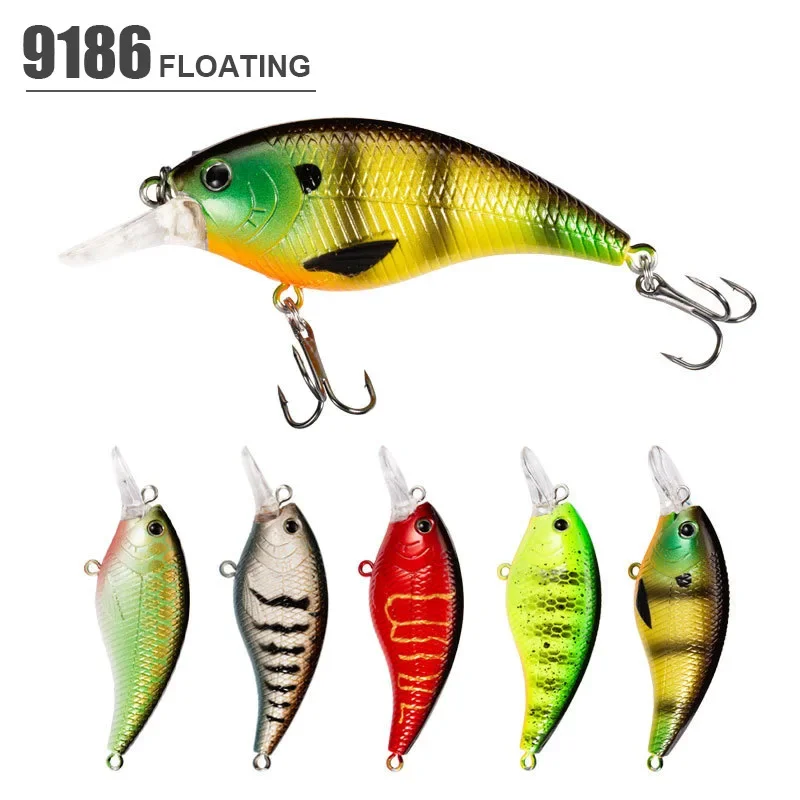 Señuelos de Pesca flotantes Crankbait, cebo duro Artificial para lubina de agua salada, manivela Popper, equipo de plástico Swimbait, 60mm, 9g - imagen 3