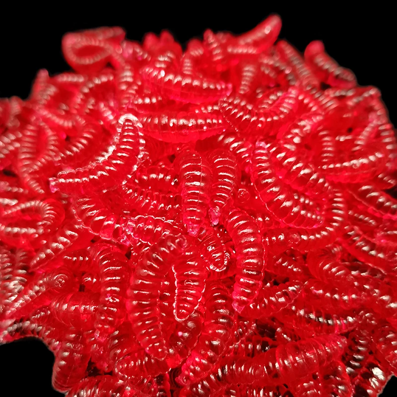50 Uds 2cm 0,4g señuelo de Pesca de silicona suave gusano Artificial larva cebo suave anzuelo olor gusanos brillo camarones señuelo de pescado Pesca - imagen 2