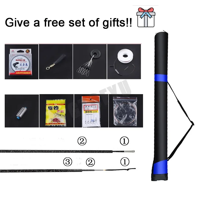 Juego combinado de caña de pescar y carrete huecos de posicionamiento múltiple, Variable, 4,5-10M, ultraligero, flujo superduro, juego de caña de mano - imagen 5