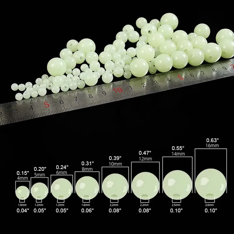 Cuentas luminosas para pesca, frijoles espaciales de 4mm, 5mm, 6mm, 100 unids/bolsa, señuelo de goma suave, bolas flotantes brillantes para aparejos de pesca al aire libre - imagen 2