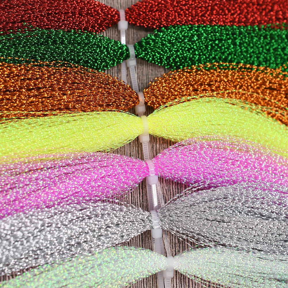 MNFT-10 bolsas de materiales para atar moscas, Tinsel multicolor para pesca con mosca, Flash de cristal, para hacer Lur - imagen 3
