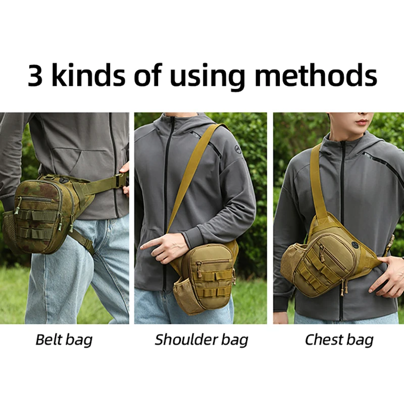 Bolsa táctica para pierna de pesca Molle, senderismo, escalada, Camping, ciclismo, bolsos de hombro, señuelo, deportes al aire libre, viaje, paquete cruzado para hombres - imagen 3